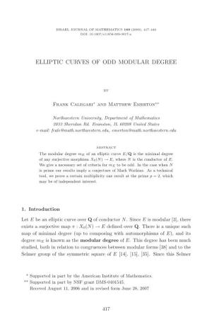 Elliptic Curves of Odd Modular Degree