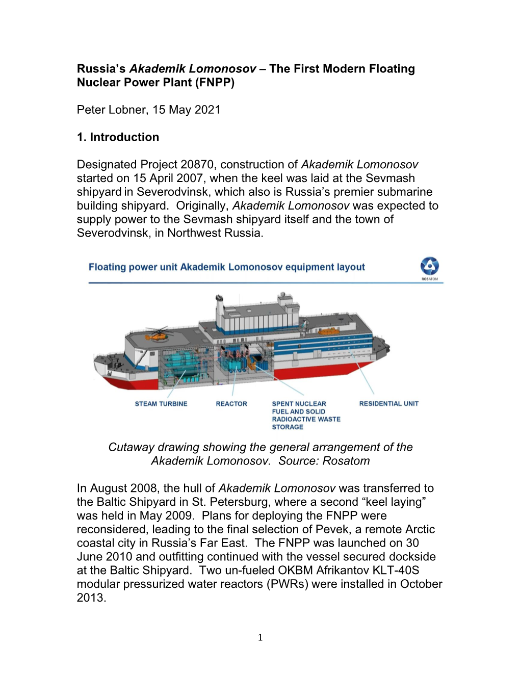 Russia's Akademik Lomonosov – the First Modern Floating Nuclear