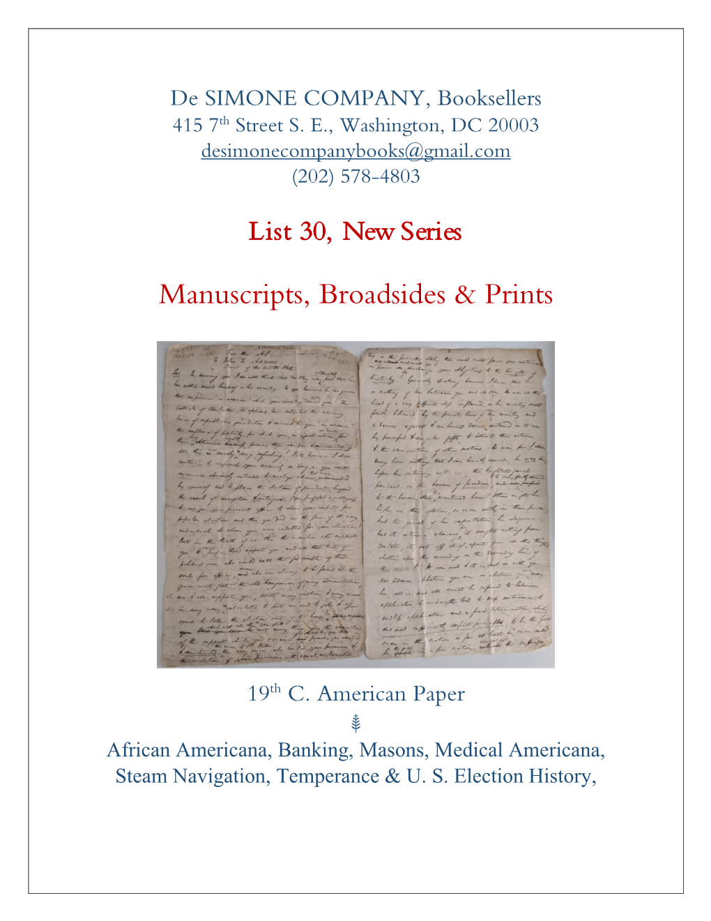 Manuscripts, Broadsides & Prints