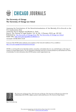 Assessing the Contribution of the Deinstitutionalization of the Mentally Ill to Growth in the U.S