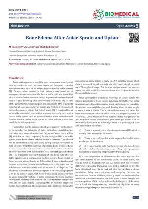 Bone Edema After Ankle Sprain and Update