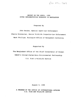 Report on the April, 1995 Cites Implementation Workshop in Bangladesh