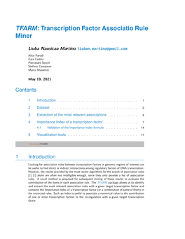 TFARM: Transcription Factor Associatio Rule Miner