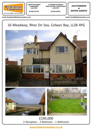 16 Meadway, Rhos on Sea, Colwyn Bay, LL28 4PG £195,000