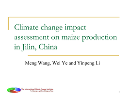 Climate Change Impact Assessment on Maize Production in Jilin, China