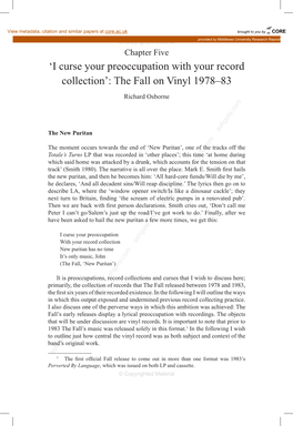 'I Curse Your Preoccupation with Your Record Collection': the Fall on Vinyl