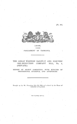 THE GREAT WESTERN RAILWAY and ELECTRIC ORE-REDUCTION COMPANY BILL, No