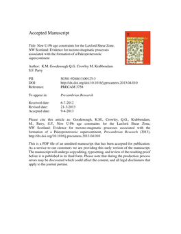 New U-Pb Age Constraints for the Laxford Shear Zone