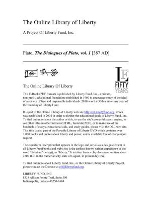 Online Library of Liberty: the Dialogues of Plato, Vol. 1