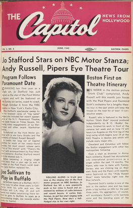 Jo Stafford Stars on NBC Motor Stanza; Andy Russell, Pipers Eye