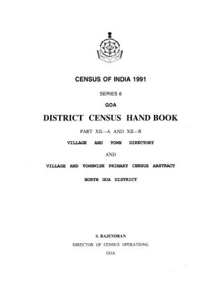 District Census Handbook, North Goa
