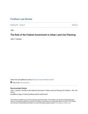 The Role of the Federal Government in Urban Land Use Planning