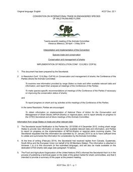 English AC27 Doc. 22.1 CONVENTION on INTERNATIONAL TRADE in ENDANGERED SPECIES OF