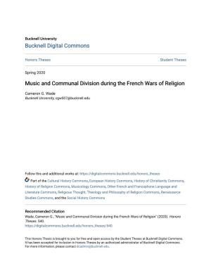 Music and Communal Division During the French Wars of Religion