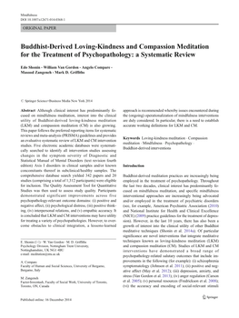 Buddhist-Derived Loving-Kindness and Compassion Meditation for the Treatment of Psychopathology: a Systematic Review