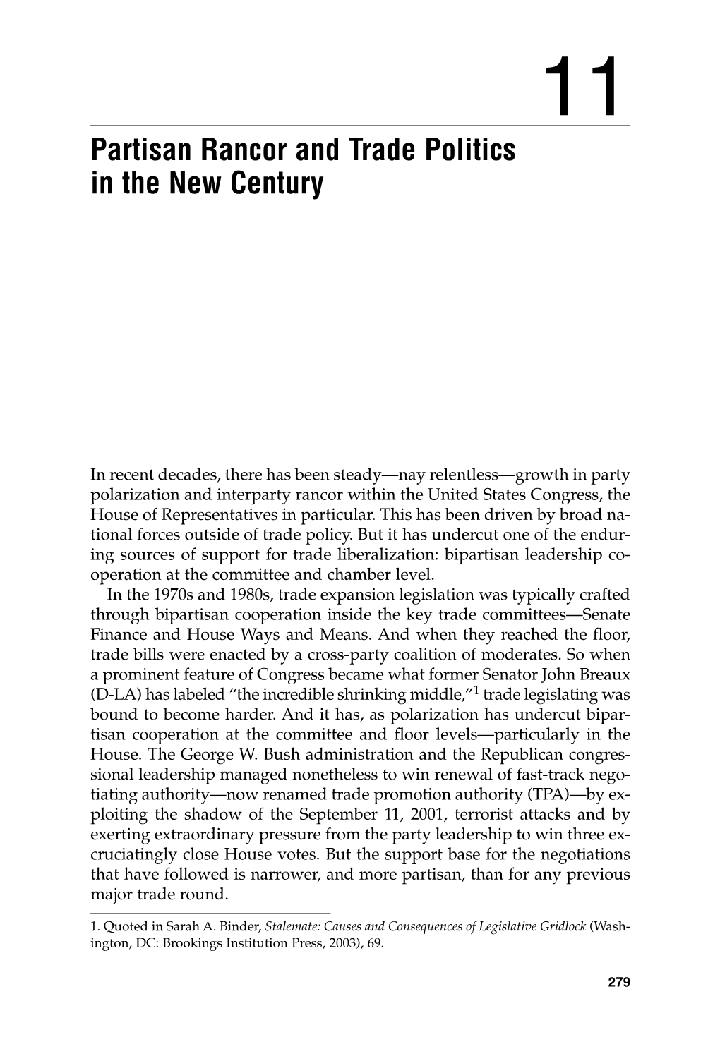 Chapter 11 Partisan Rancor and Trade Politics in the New Century