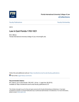 Law in East Florida 1783-1821