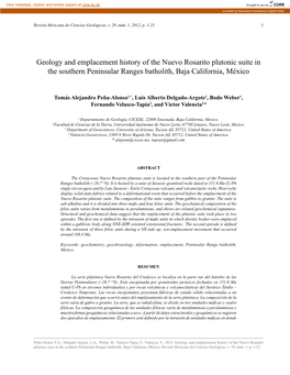 Geology and Emplacement History of the Nuevo Rosarito Plutonic Suite in the Southern Peninsular Ranges Batholith, Baja California, México