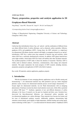 Theory, Preparation, Properties and Catalysis Application in 2D