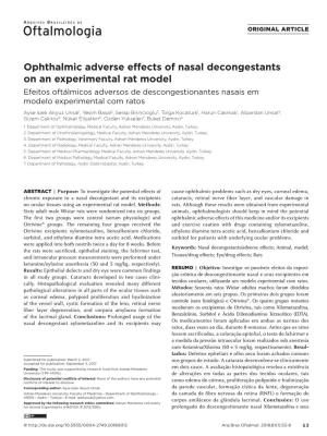 Ophthalmic Adverse Effects of Nasal Decongestants on an Experimental