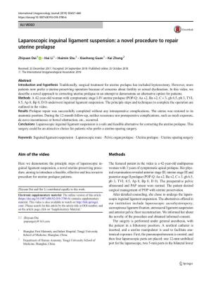 Laparoscopic Inguinal Ligament Suspension: a Novel Procedure to Repair Uterine Prolapse