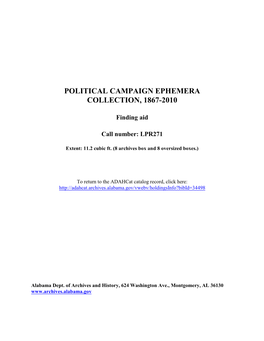 Political Campaign Ephemera Collection, 1867-2010