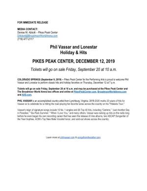 Phil Vassar and Lonestar Holiday & Hits PIKES PEAK CENTER