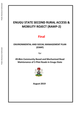 Enugu State Second Rural Access &