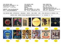 New Release Catalogue No. 308 Rinscheweg 26 Irie Records Gmbh (Cd/Lp/10"&12"/7"/Dvd) 48159 Muenster Acc