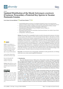 Updated Distribution of the Mysid Antromysis Cenotensis (Crustacea: Peracarida), a Protected Key Species in Yucatan Peninsula Cenotes