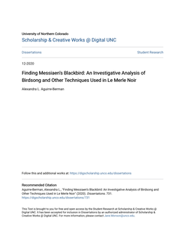 An Investigative Analysis of Birdsong and Other Techniques Used in Le Merle Noir
