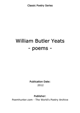 William Butler Yeats - Poems