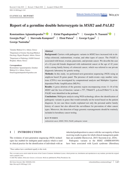Report of a Germline Double Heterozygote in MSH2 and PALB2