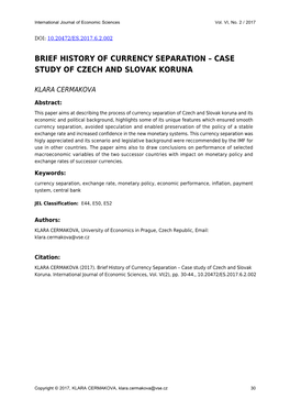 Case Study of Czech and Slovak Koruna