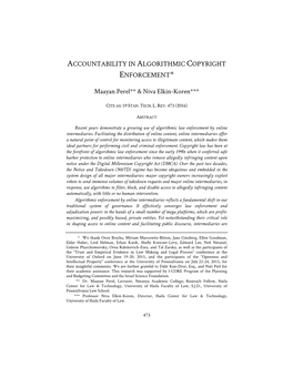 Accountability in Algorithmic Copyright Enforcement*