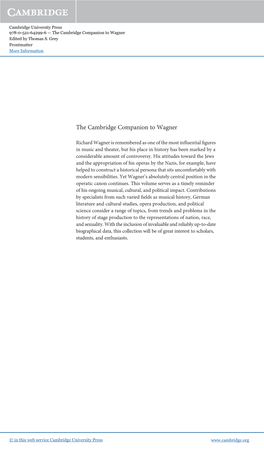 The Cambridge Companion to Wagner Edited by Thomas S