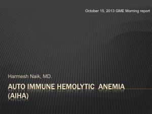 Hemolytic Anemia (Aiha) Clinical Hemolysis Indicators