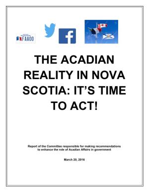 The Acadian Reality in Nova Scotia: It’S Time to Act!