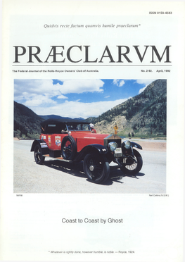 PR^CLARVM the Federal Journal of the Rolls-Royce Owners’ Club of Australia