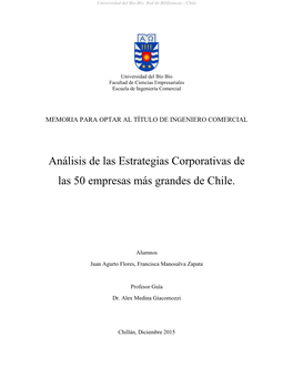 Análisis De Las Estrategias Corporativas De Las 50 Empresas Más Grandes De Chile