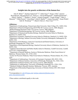 Insights Into the Genetic Architecture of the Human Face