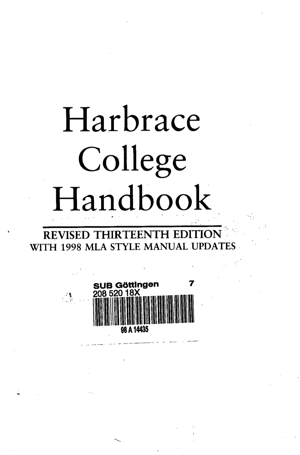 Harbrace College Handbook