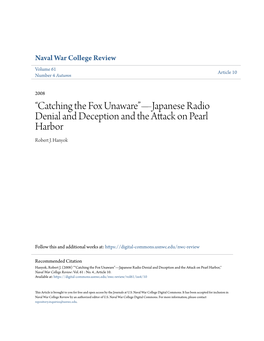 Catching the Fox Unaware”—Japanese Radio Denial and Deception and the Attack on Pearl Harbor Robert J