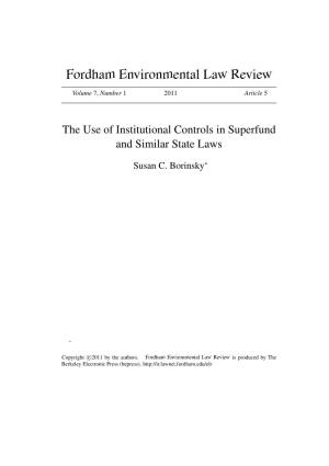 The Use of Institutional Controls in Superfund and Similar State Laws