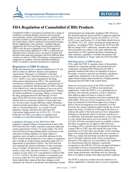 FDA Regulation of Cannabidiol (CBD) Products