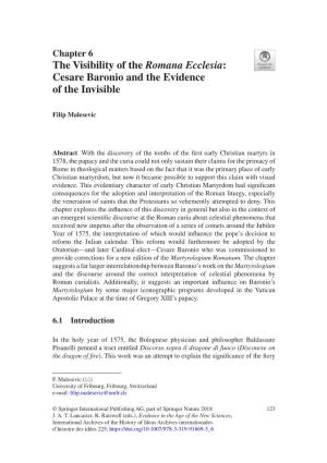 The Visibility of the Romana Ecclesia: Cesare Baronio and the Evidence of the Invisible