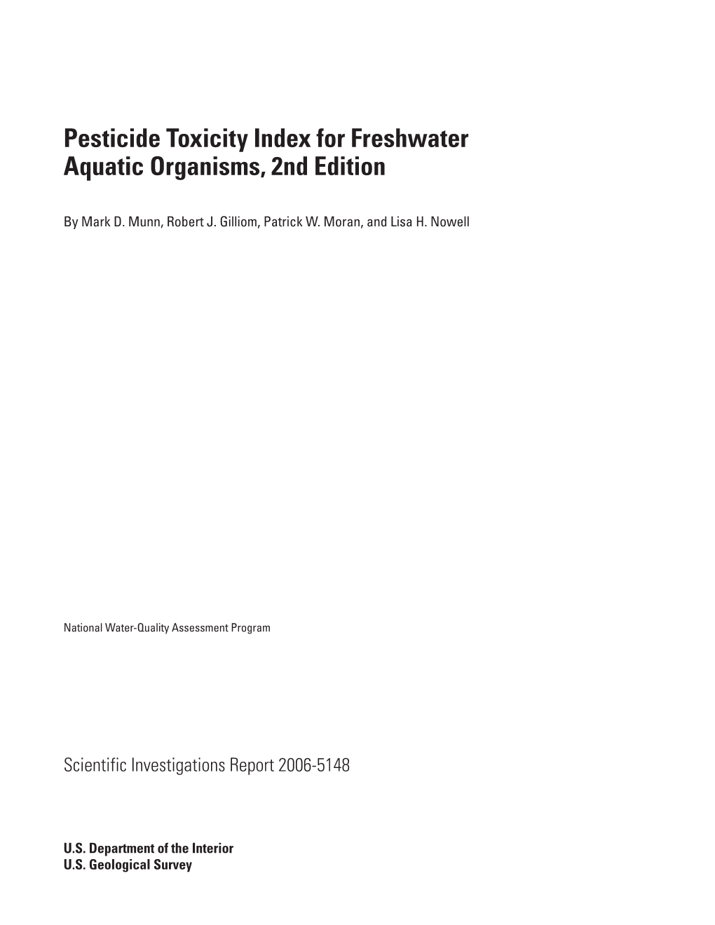 Pesticide Toxicity Index for Freshwater Aquatic Organisms, 2Nd Edition