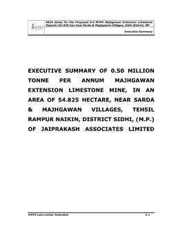 Executive Summary of 0.50 Million Tonne Per Annum