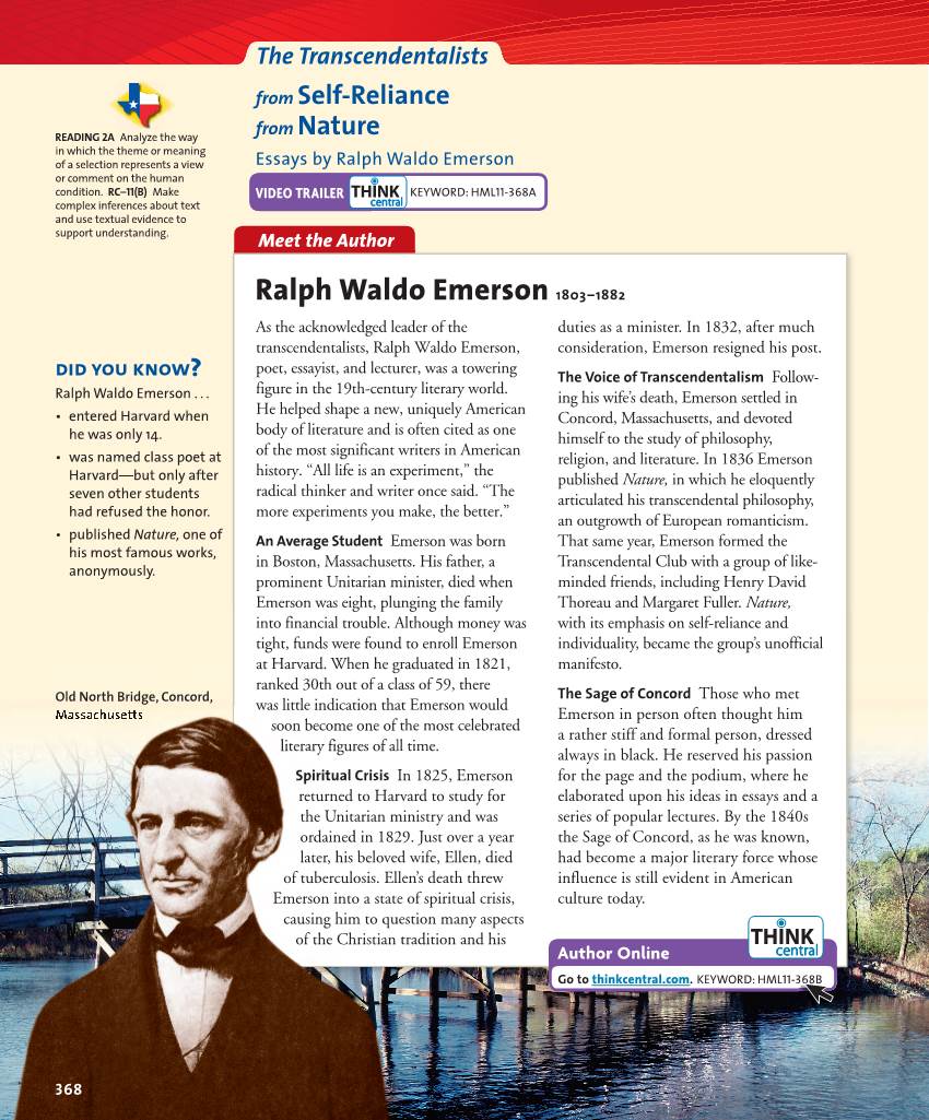 Ralph Waldo Emerson 1803–1882 As the Acknowledged Leader of the Duties As a Minister