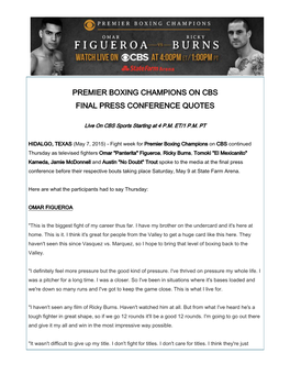 Premier Boxing Champions on Cbs Final Press Conference Quotes
